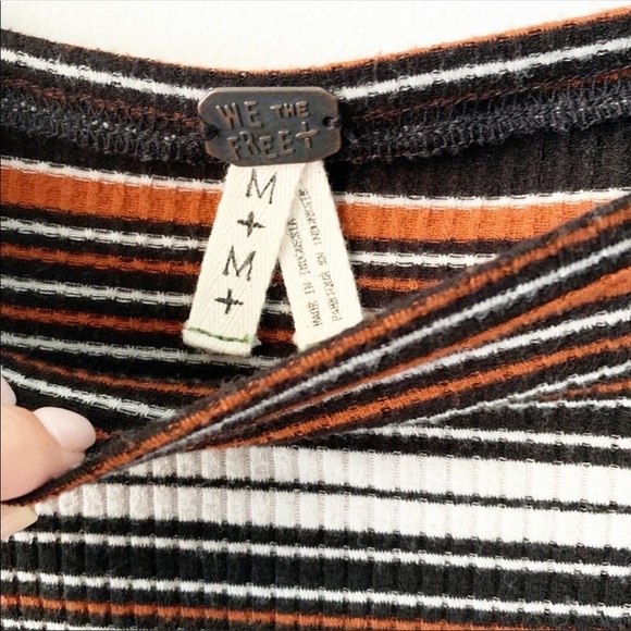 Free People Striped Off-Shoulder Top - Black, White, Orange - Picture 7 of 7